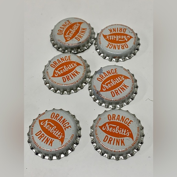 Antique Unused Cork Lined NESBITT’S ORANGE DRINK Soda Bottle Caps (lot of 6) - Picture 3 of 8